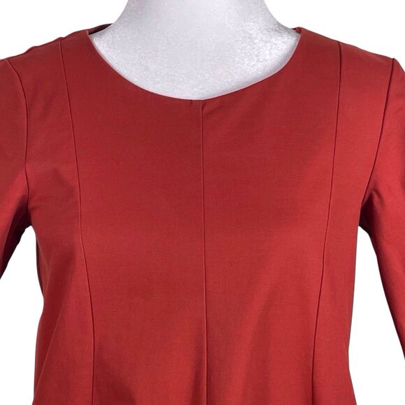 COS A-Line Cotton Twill Dress Size 4 Short Sleeve Burnt Orange Terracotta EUC - Picture 6 of 16